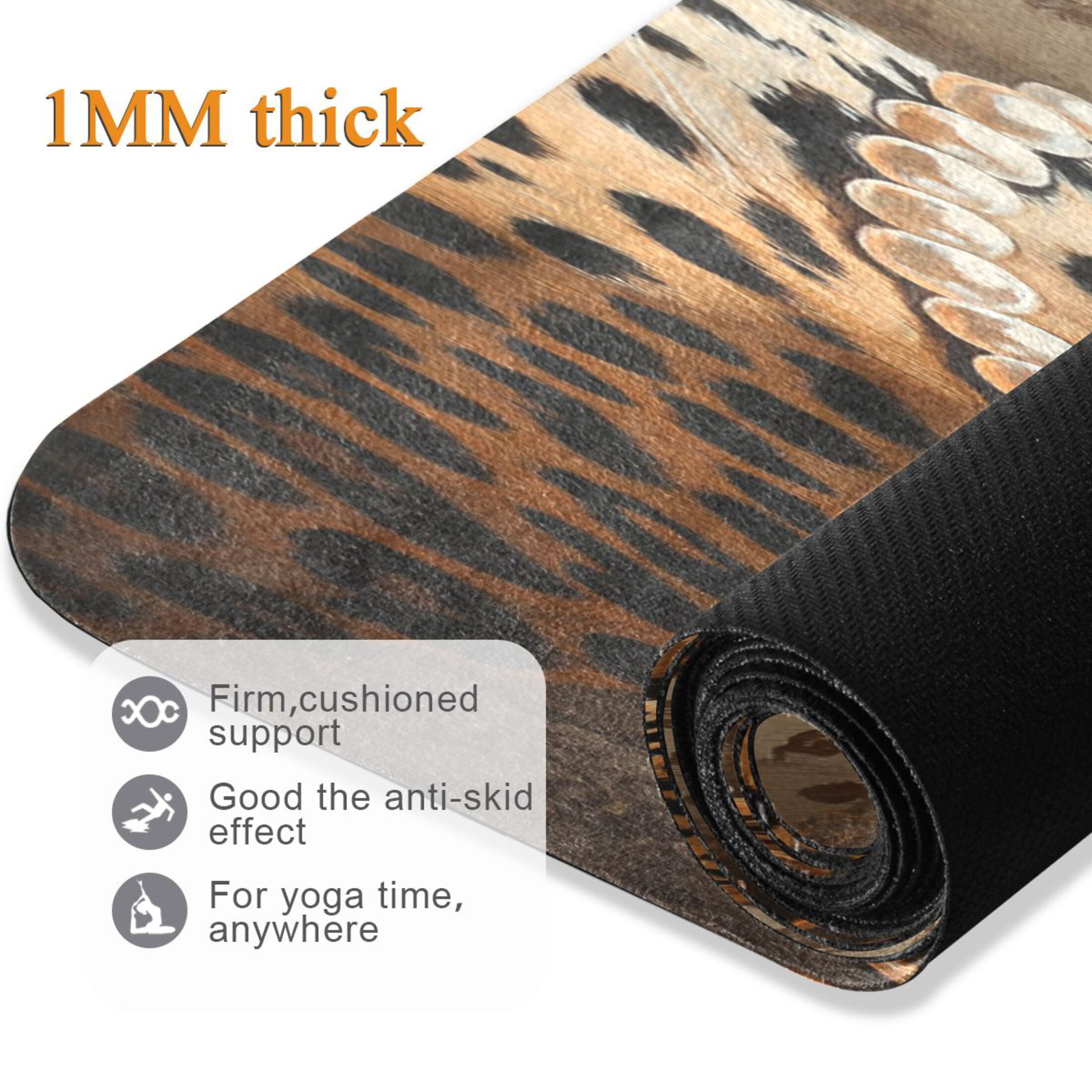 BZSMCE Yoga Mat Women Leopard with Flowers and Pearls Fitness Mat