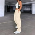 thumbnail image 3 of Cargo Pants for Women High Waisted Casual Pants Baggy Stretchy Wide Leg Y2K Streetwear with 6 Pockets, 3 of 7