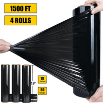 BESTONE Stretch Wrap, 1500 FT x 18" x 80 Gauge Heavy Duty Stretch Film Roll, Plastic Shrink Wrap Pallet Wrap for Moving Shipping Packaging Packing Trucking, Black, 4 Roll