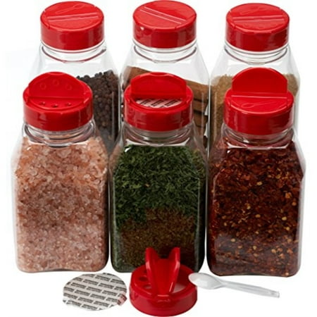 spice plastic jars container oz clear bottle pet flip tops storage sifter sided shaking spoon spoons caps containers sets plus