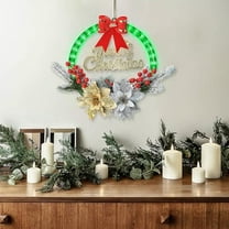 Christmas Wreaths for Front Door -Christmas Wreath with Lights, Flowers Picks, Green Pretty Garland Decor