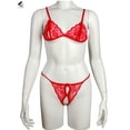 thumbnail image 4 of PULLIMORE Womens Sexy Lingerie Lace Bra Thong Panty Set Babydoll Underwear (Red, L), 4 of 6