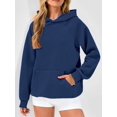 thumbnail image 4 of Womens Oversized Hoodies Waffle Sweatshirts Fall Fashion Pullover Sweaters Winter Clothes Navy Blue L, 4 of 8