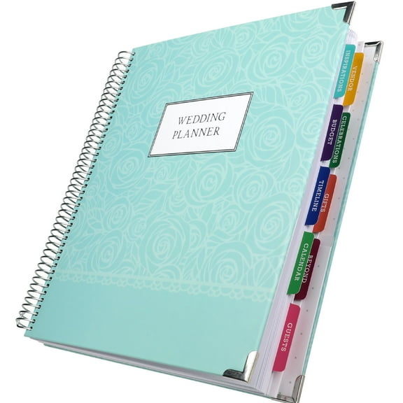 Global Printed Products Wedding Planner 9x11 Hardcover Organizer, Bookmark, Planning Stickers, Business Card Holder, and Pocket Folders - GPP-PLNR-SLV