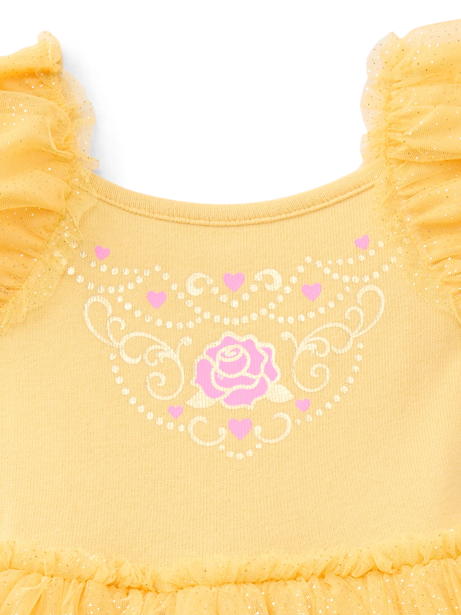 Disney Princess Toddler Girls Belle Cosplay Tutu Dress with Puff Sleeves, Sizes 12M-5T