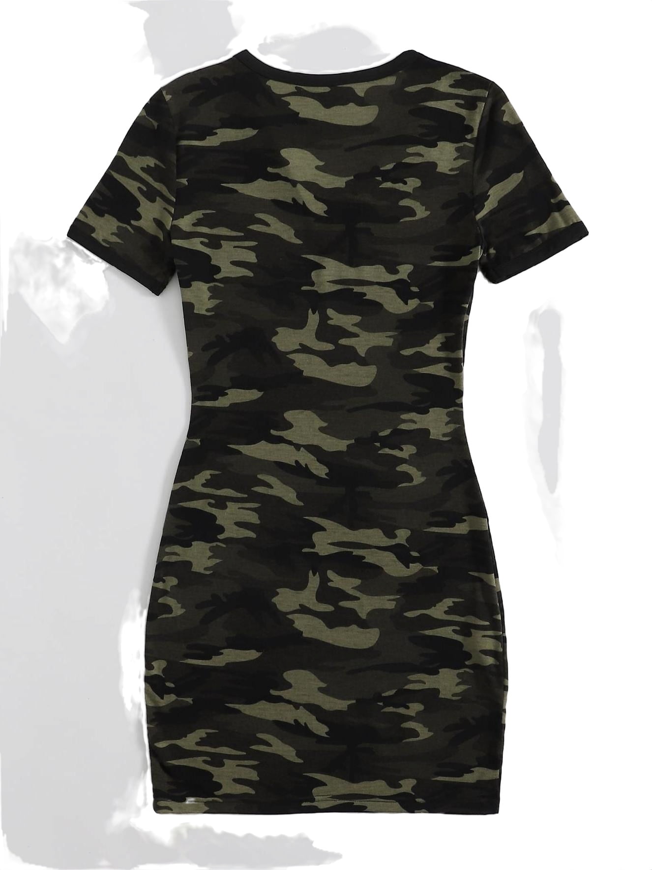 Casual Camo Notched Bodycon Dress Short ...