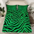 thumbnail image 2 of Feelyou Green Zebra Print Twin Sheet Sets for Kids, Modern Fashion Stripes Twin Fitted Sheet, Cartoon Wildlife Flat Sheet, Lightweight Room Decor, 3 Pieces, 2 of 7