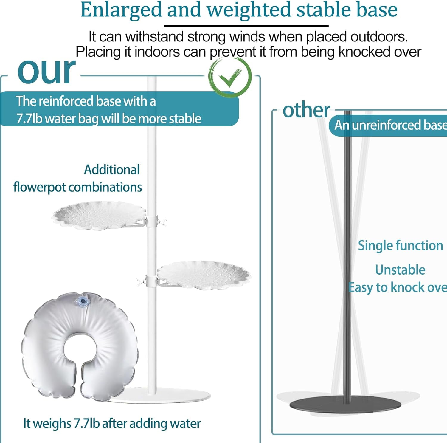 Upgraded 74" Shepherd's Hook for Bird Feeder,Floor Hanging Plant,Wind Chime Stand, Waterproof Metal& Adjustable-Height Standing Pole Holder for Lantern and Wreath, Indoor & Outdoor（2 Placement Racks)