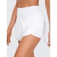 thumbnail image 3 of Shorts CRZ YOGA 2 en 1 para correr con abertura lateral, tiro alto, blanco, talla L, 3 of 4