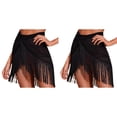 thumbnail image 1 of (2-Pack) Kcodviy Women Ruffle Trim Sheer Swimsuits for Women with Cover Up Set Beach Skirt Cover Up Lace Up Skirt Beach Wrap Bikini Shiny Wraps Cover Ups for Swimwear Mesh Drawstring Cover Up S, 1 of 1