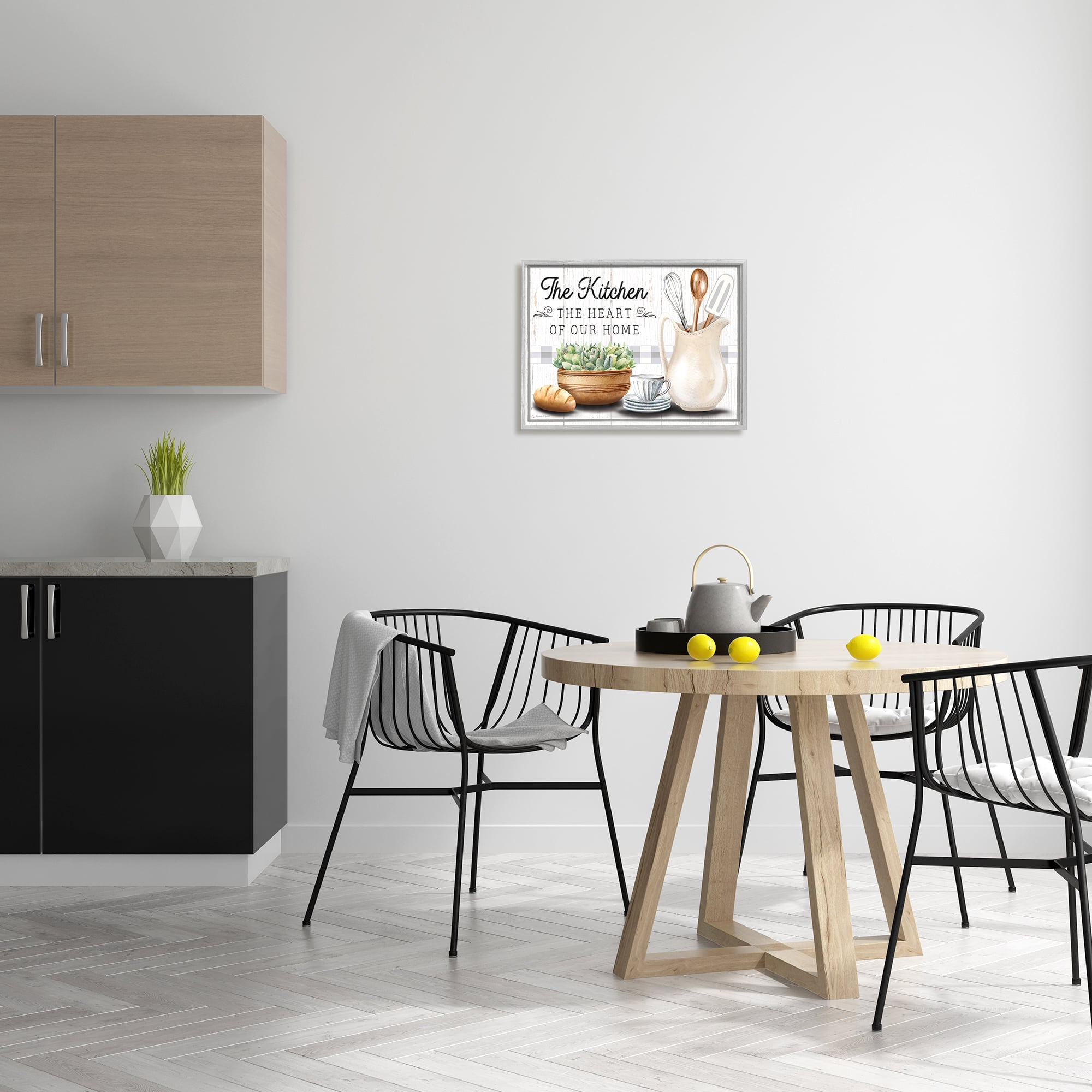 Stupell Industries Kitchen Heart of Home Food & Beverage Painting Gray Framed Art Print Wall Art, 20 x 16