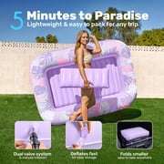 Inflatable Tanning Pool Lounger Float, 70 x 46 Large Suntan Sun Tan Tub for Adults, Tanning Chair, Bed Blow up, Raft Lounge Floatie Blue Checker