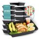 thumbnail image 1 of Enther [Paquete de 20] Recipientes individuales para preparar comidas con un compartimento y tapa, lonchera bento con vasos para porciones, sin BPA, reutilizables, aptos para microondas, lavavajillas, 1 of 1