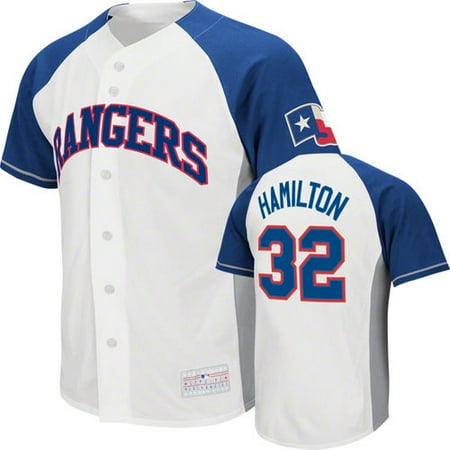 MLB - Josh Hamilton Jersey: Adult MLB Genuine Collection White/Royal Blue #32 Texas Rangers Jersey