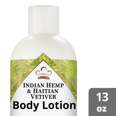 Nubian Heritage Body Lotion for All Skin Types Indian Hemp & Haitian Vetiver Made with Fair Trade Shea Butter 13 oz