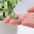 thumbnail image 2 of Earth Gems Jewelry Peridot Ring Sterling Silver Three stone Ring for Women, 2 of 7