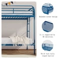 thumbnail image 4 of Kacho Metal Bunk Bed, Twin Over Twin Bunk Bed with Safety Full-Length Guardrail and 2 Ladders, Space Saving Bunk Bed for Adults Teens, Twin Bunk Bed for Bedroom, Dorm, Easy Assembly, Noise Free, Blue, 4 of 7