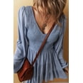 thumbnail image 5 of Women's Ashleigh Blue Long Sleeve V Neck Smocked Tiered Mini Dress for All Occasions | [ZhiHiMeRi] | (US 12-14)L, 5 of 12