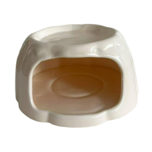 Comedero de cerámica para hámster, mueble de dibujos animados, hábitat para hámster, con forma de pudín para ratas, chinchillas y animales pequeños. Naranja claro