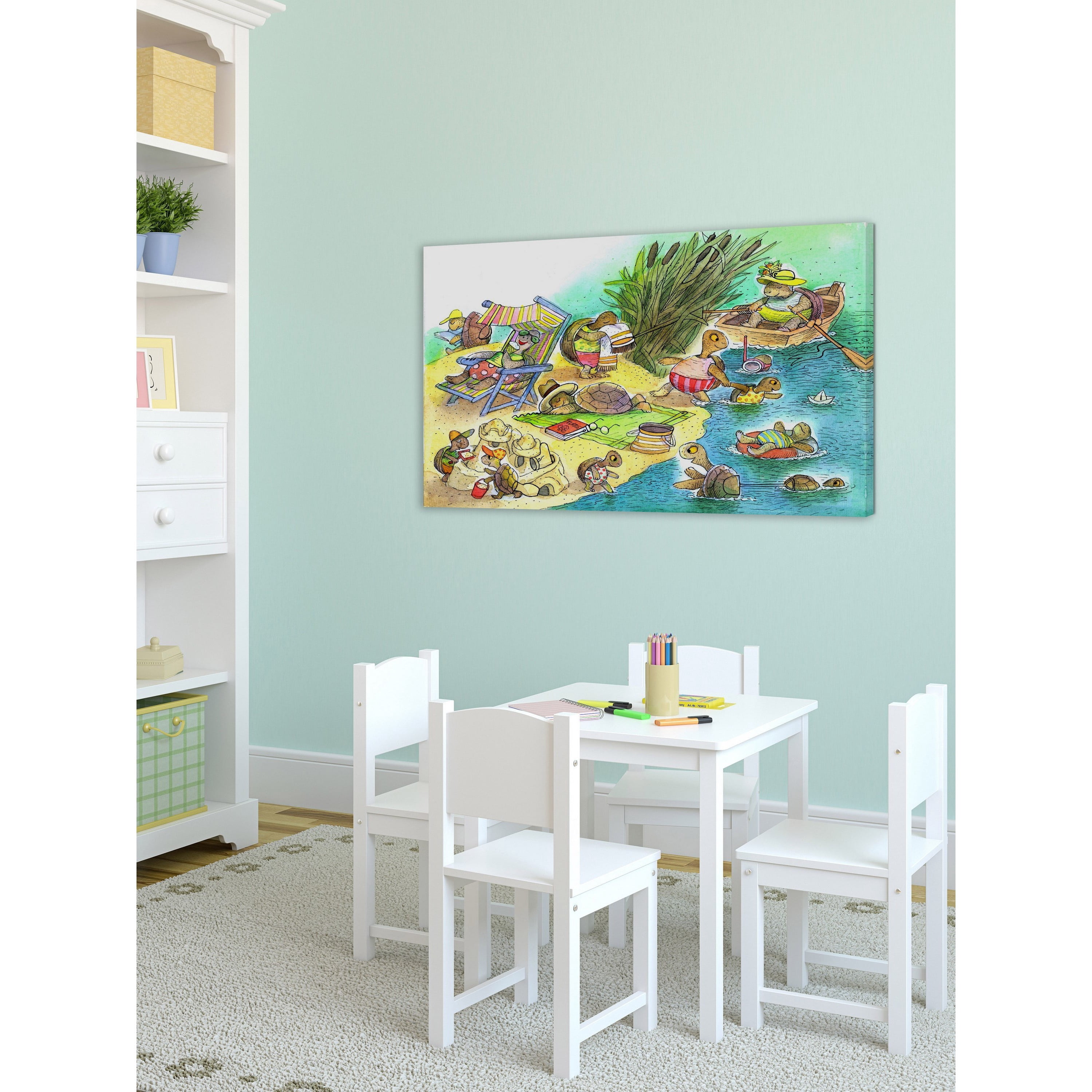 "Turtle Beach Party" Painting Print on Wrapped Canvas