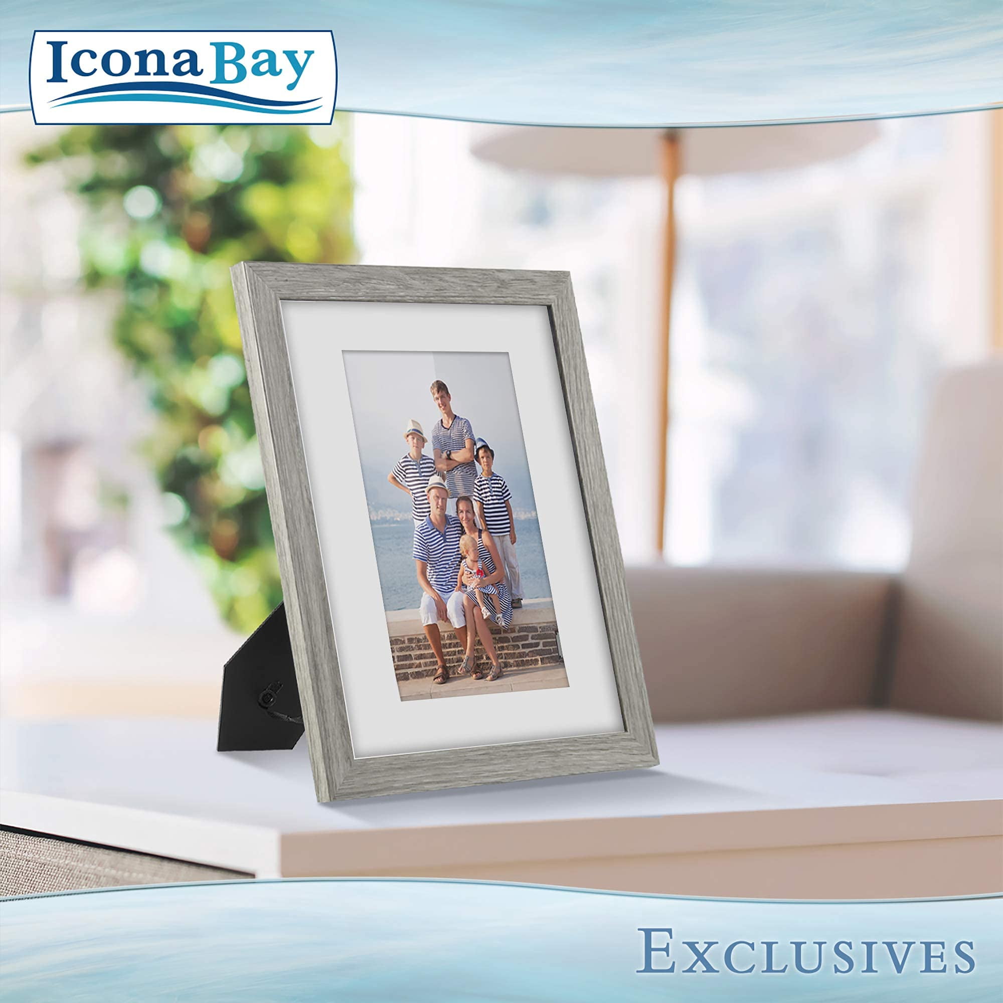Icona Bay 8x10 White Solid One-Piece Picture Frames W/ Mat for 5x7, 5 Pack,  Sunrise Tabletop or Wall Mounted Frames 
