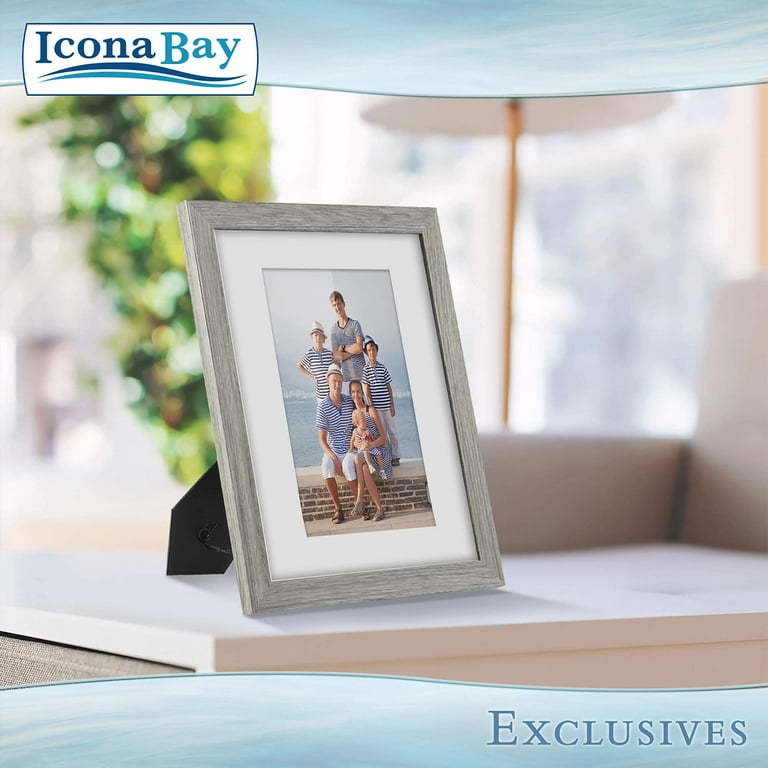 Icona Bay 8x10 Alder Gray Picture Frame with Mat for 5x7 Photo, 1 Pack, Exclusives Collection (US Company), Size: 8x10 Mat to 5x7
