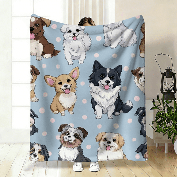 Dog Lover Flannel Blanket, Soft Lightweight Throw, Cozy Bedspread for Sofa Bed, Perfect Gift for Dog Owners