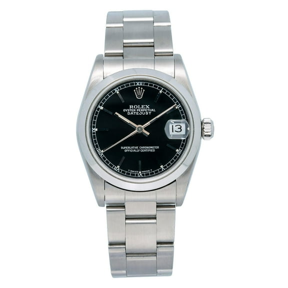 Pre-Owned Rolex Datejust 68240 31MM Black Dial With Stainless Steel Oyster Bracelet