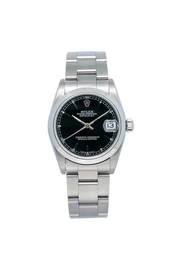 Pre-Owned Rolex Datejust 31MM 68240 Black Dial Smooth Bezel Stainless Steel Oyster Bracelet