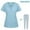 A006-Light Blue, variant on Scrubs for Women Set, Zipper V-Neck Nurse Scrub Top and Jogger Pants Medical Stretch Working Uniform Scrub Sets Dark Green L