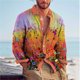 thumbnail image 1 of Camisa de hombre con estampado floral, color amarillo, rosa, morado, para exteriores, calle, manga larga, ropa estampada, moda urbana, 1 of 6