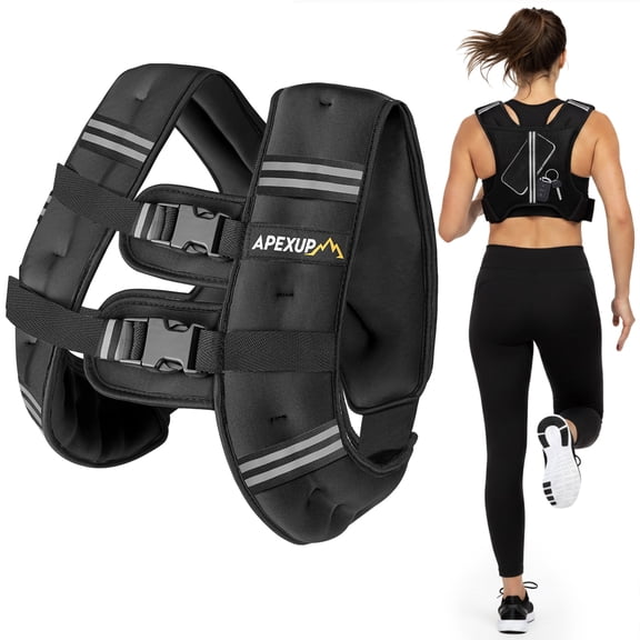 APEXUP 15lbs Weighted Vest for Men & Women, Workout Vest for Running, Strength Training,Black