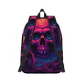 thumbnail image 3 of Naloa Canvas Backpack for Men Women Purple-Red Skull Print Rucksack Casual Travel Daypack Large and Small Durable College Tote Satchel Bookbag for Teens, 3 of 8