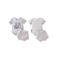 thumbnail image 3 of Aojekbee Baby Boys Shorts Set, Embroidery Baseball Short Sleeve Romper with Elastic Waist Shorts Summer Set 2-piece Outfit, 3 of 10