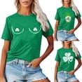 thumbnail image 5 of DxhmoneyHX Womens Green Tops T-Shirt Clover Blessed Graphic Tees Short Sleeve Crewneck Mama Tops, 5 of 5