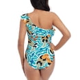 thumbnail image 5 of Sikiie Lovely Sea Otters Print Women One Piece Swimsuits Tummy Control One Shoulder Bathing Suits Ruffle Swimwear, From S to XXL-Medium, 5 of 6