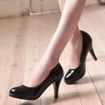 thumbnail image 2 of nsendm Female Shoes Adult Closed Toe Heels for Women Dressy Shoes High Heeled Shoes Leather Shallow Mouth Round Toe Shoes for Women Dressy Heels Black 7.5, 2 of 6