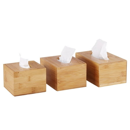 Bamboo Tissue Holder Wooden Tissue Box Cover Pull Cube 