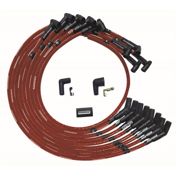 Moroso for SBC Under Header 135 Deg Plug Boots HEI Sleeved Ultra Spark Plug Wire