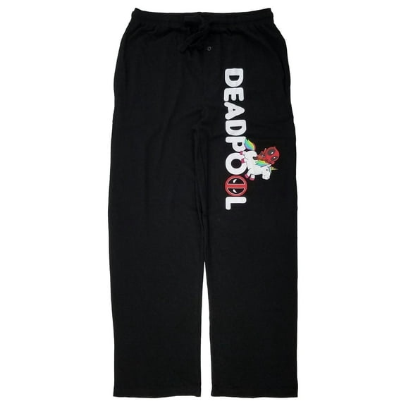 Deadpool Mens Black Unicorn Lounge Pant Sleep Pants Pajama Bottoms Medium