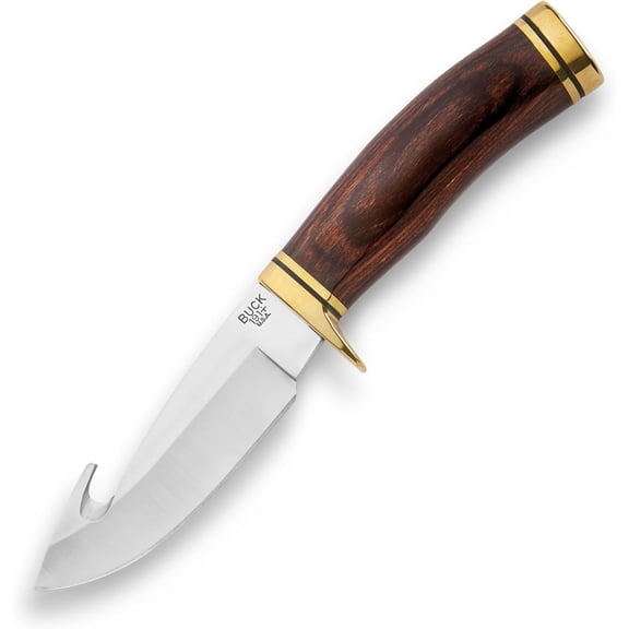 Buck Knives 191 Buck Zipper Hunting Knife, 4-1/4" Drop Point Guthook Blade, Wood Handle, 6.3 oz