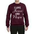 thumbnail image 2 of Wild Bobby I Love Jesus and Naps Inspirational/Christian Unisex Crewneck Graphic Sweatshirt, Maroon, Large, 2 of 5