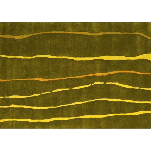 Ahgly Company Indoor Rectangle Abstract Yellow Contemporary Area Rugs, 2' x 3'