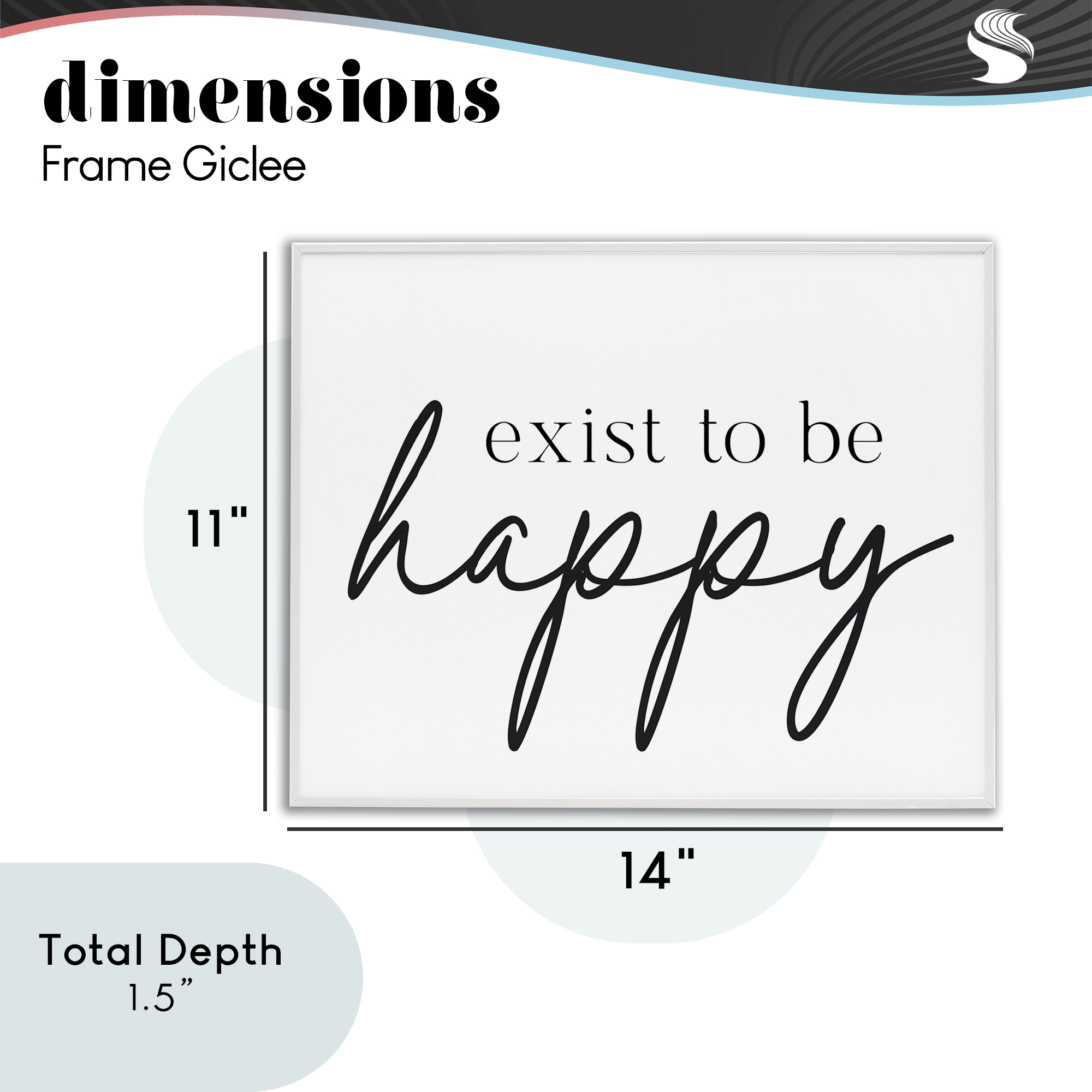 Exist To Be Happy White Framed Giclee Art, design by Lettered and Lined