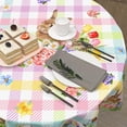 thumbnail image 4 of Easter Rabbit Round Tablecloth 70 Inch Easter Bunny Floral Colorful Buffalo Plaid Circle Table Cloth Seasonal Holiday Rustic Table Cover for Party Kitchen Dinner Home Decor, 4 of 7