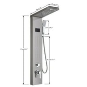 Stainless Steel LED Shower Panel Rain&Waterfall Tower Spa Massage Jets W/Spray