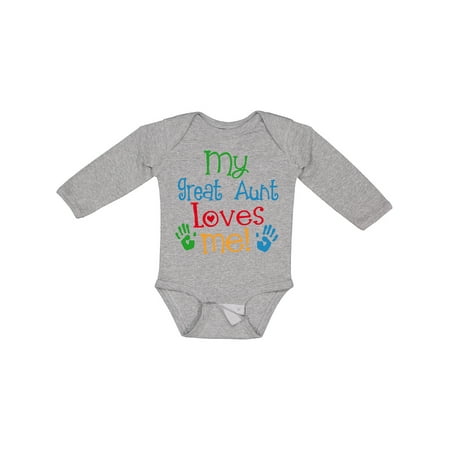 

Inktastic My Great Aunt Loves Me Gift Baby Boy or Baby Girl Long Sleeve Bodysuit