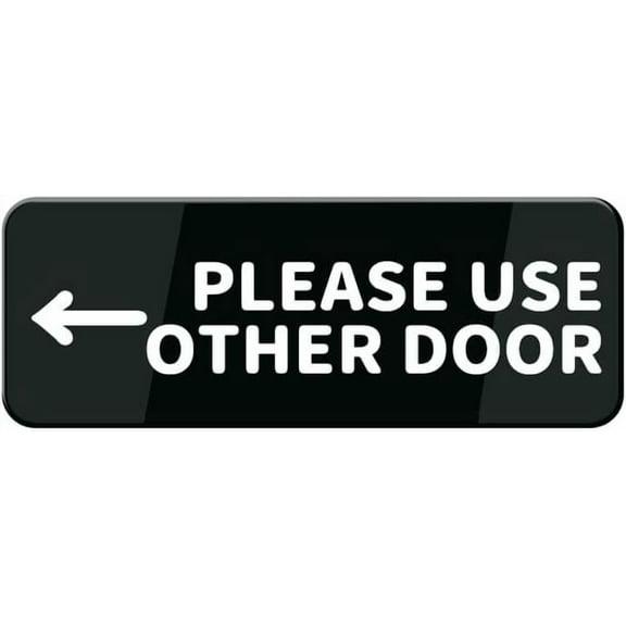 Please Use Other Door Left Arrow Sign For House Door, Easy To Mount Plastic Safety Informative Sign With Symbols 10"X3"