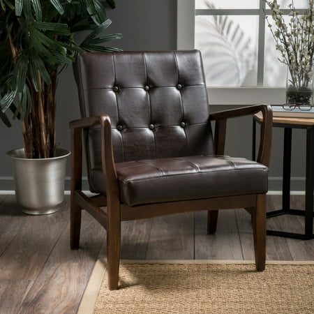 Christopher Knight Home Callahan Mid Century Modern Faux Leather Club Chair (Best Polyurethane For Wood Stairs)