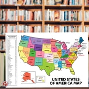United States Map - USA Poster, US Educational Map - with State Capital - for Ages Kids to Adults- Home School Office - Printed on 12pt. Glossy Card Stock | Bulk Pack of 10 | 12 x 18 inches